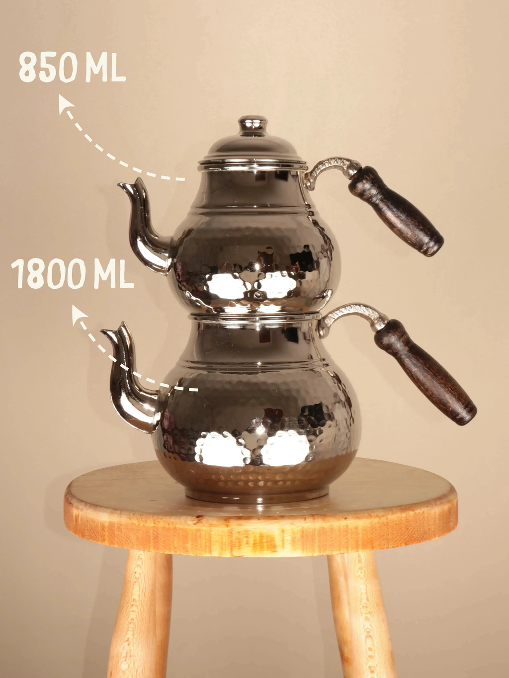 El Dövme Büyük Boy Bakır Çaydanlık 6-8 Kişilik Heritage Copper