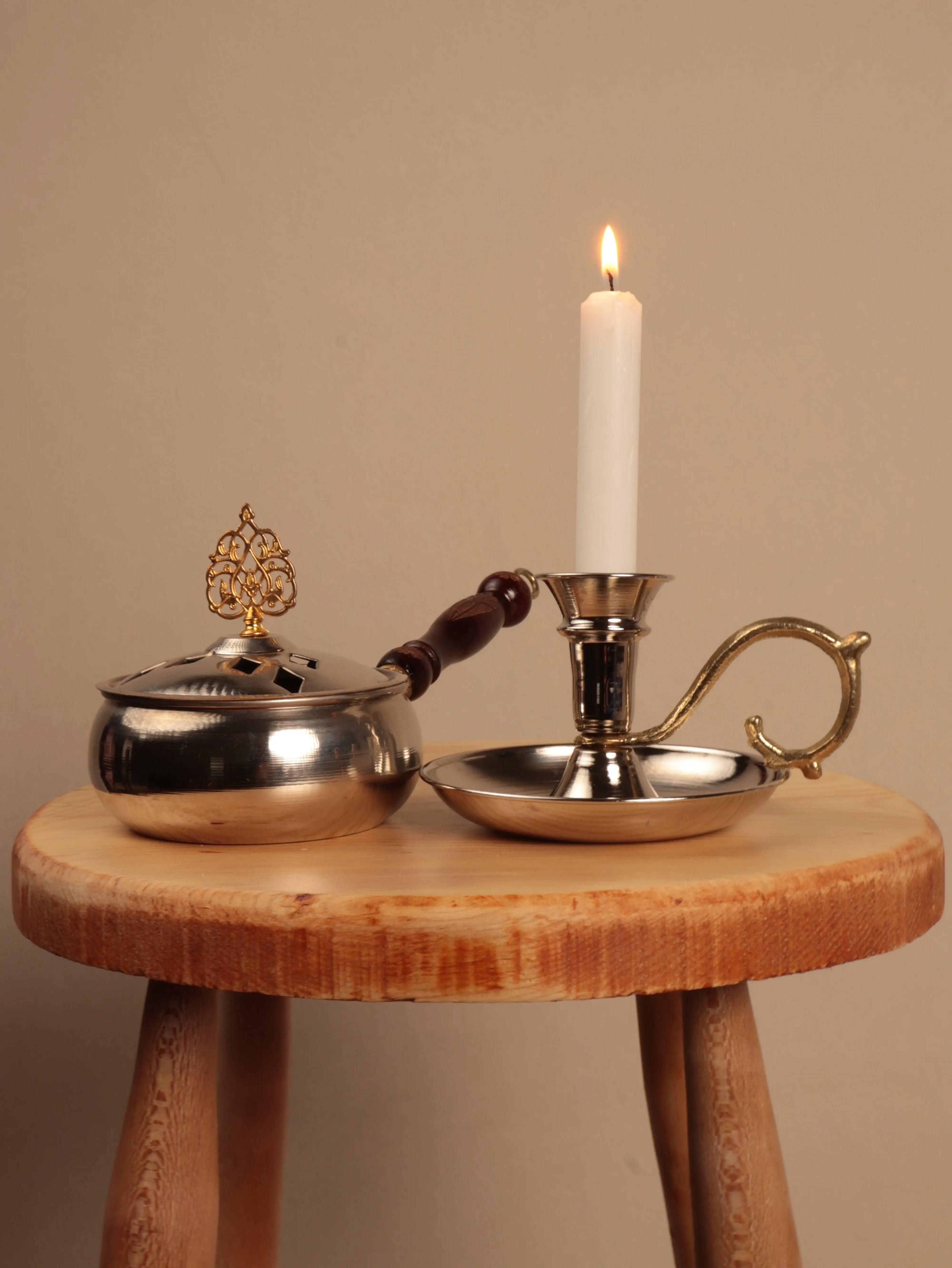 Aurora & Aetheria Bakır Mumluk ve Tütsülük Seti Heritage Copper