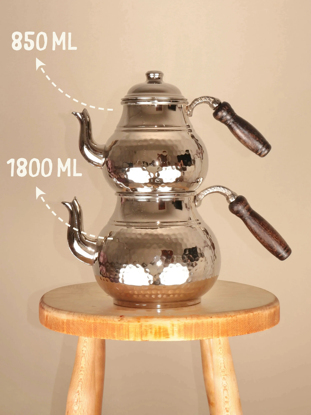 El Dövme Büyük Boy Bakır Çaydanlık 6-8 Kişilik Heritage Copper