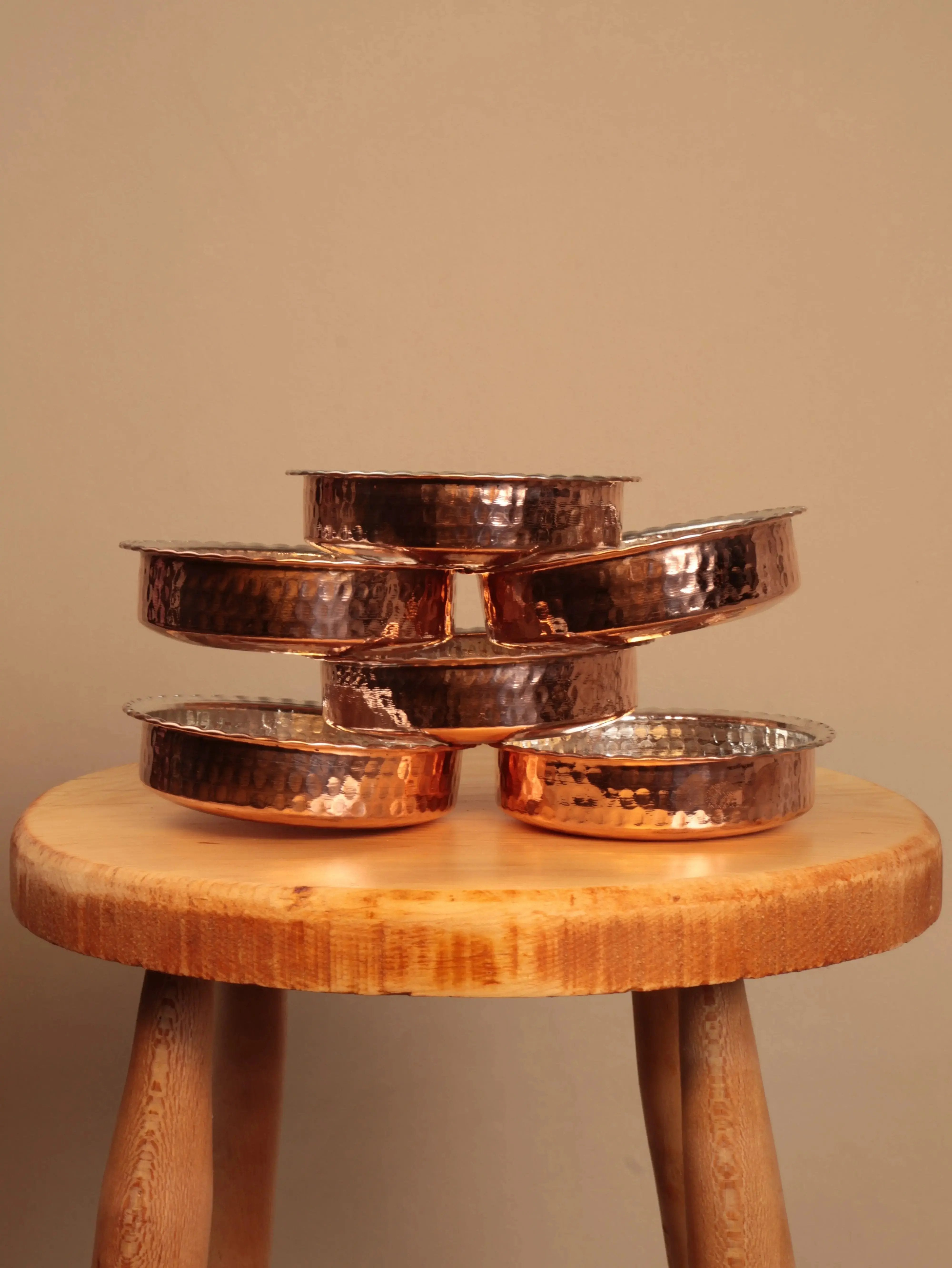 El Yapımı Bakır Çerezlik-Kahvaltılık 6'lı Set Heritage Copper