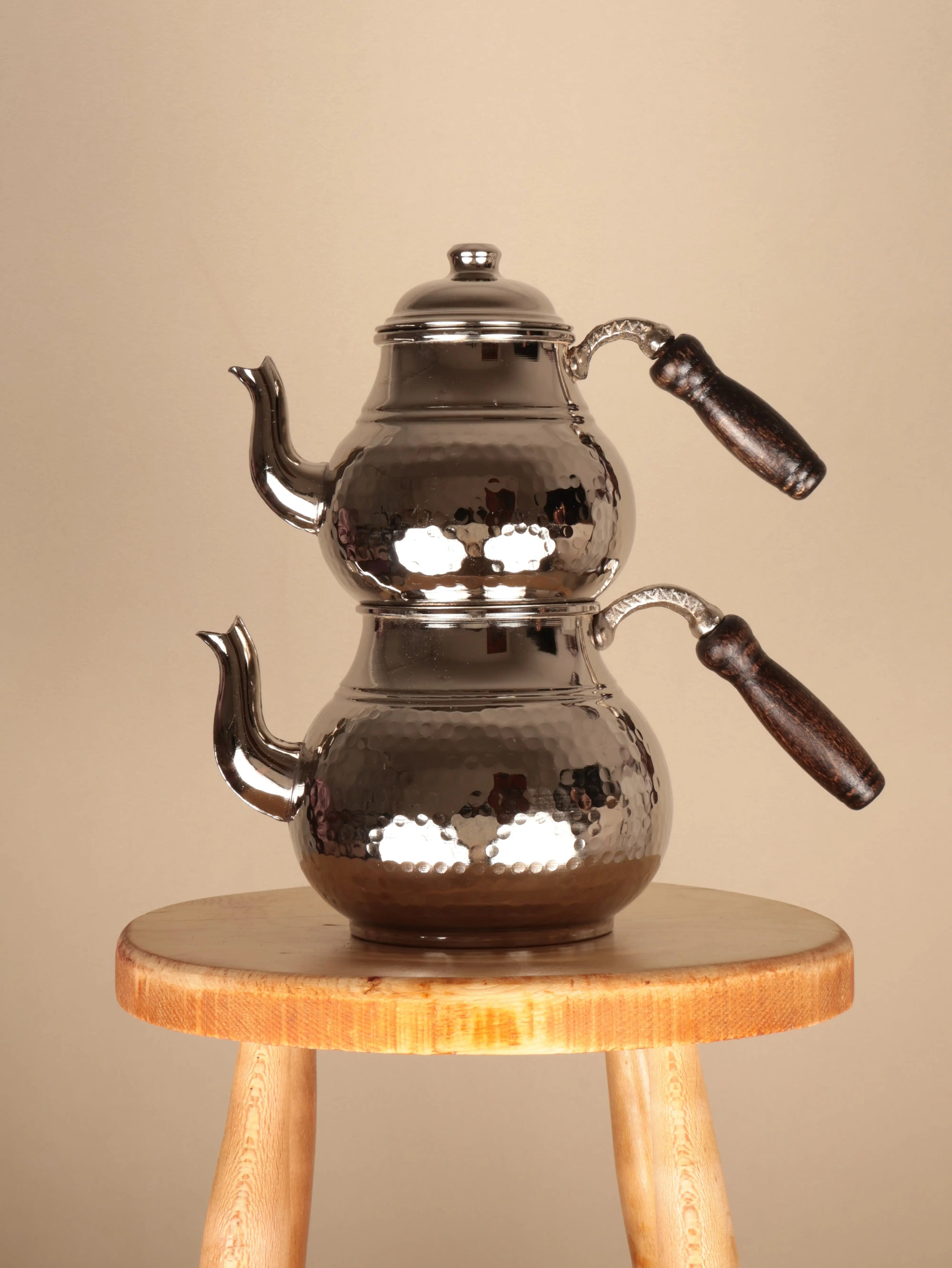 El Dövme Büyük Boy Bakır Çaydanlık 6-8 Kişilik Heritage Copper