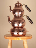 El Yapımı Büyük Boy Bakır Çaydanlık & Bakır Isıtıcı Heritage Copper