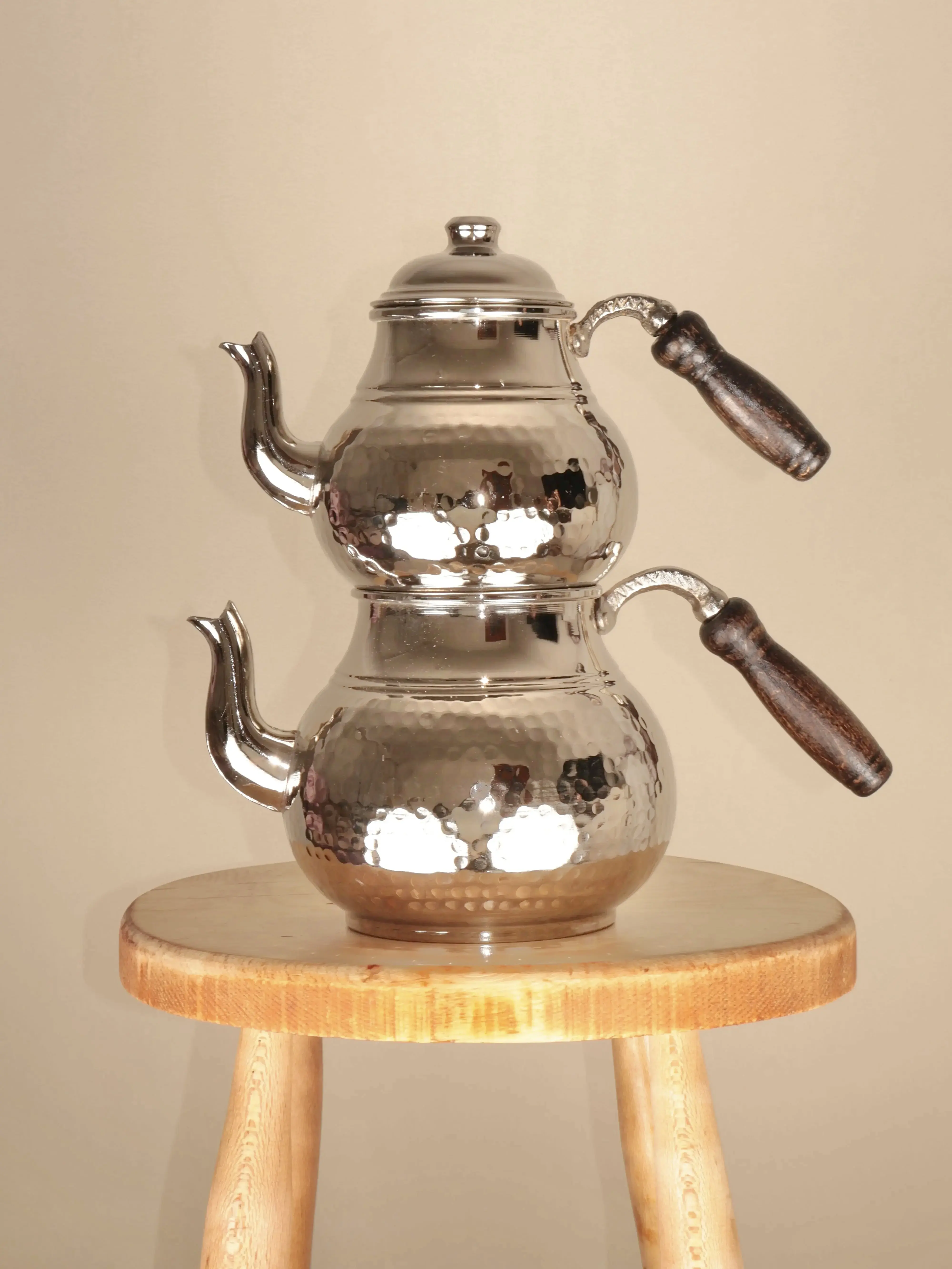 El Dövme Büyük Boy Bakır Çaydanlık 6-8 Kişilik Heritage Copper