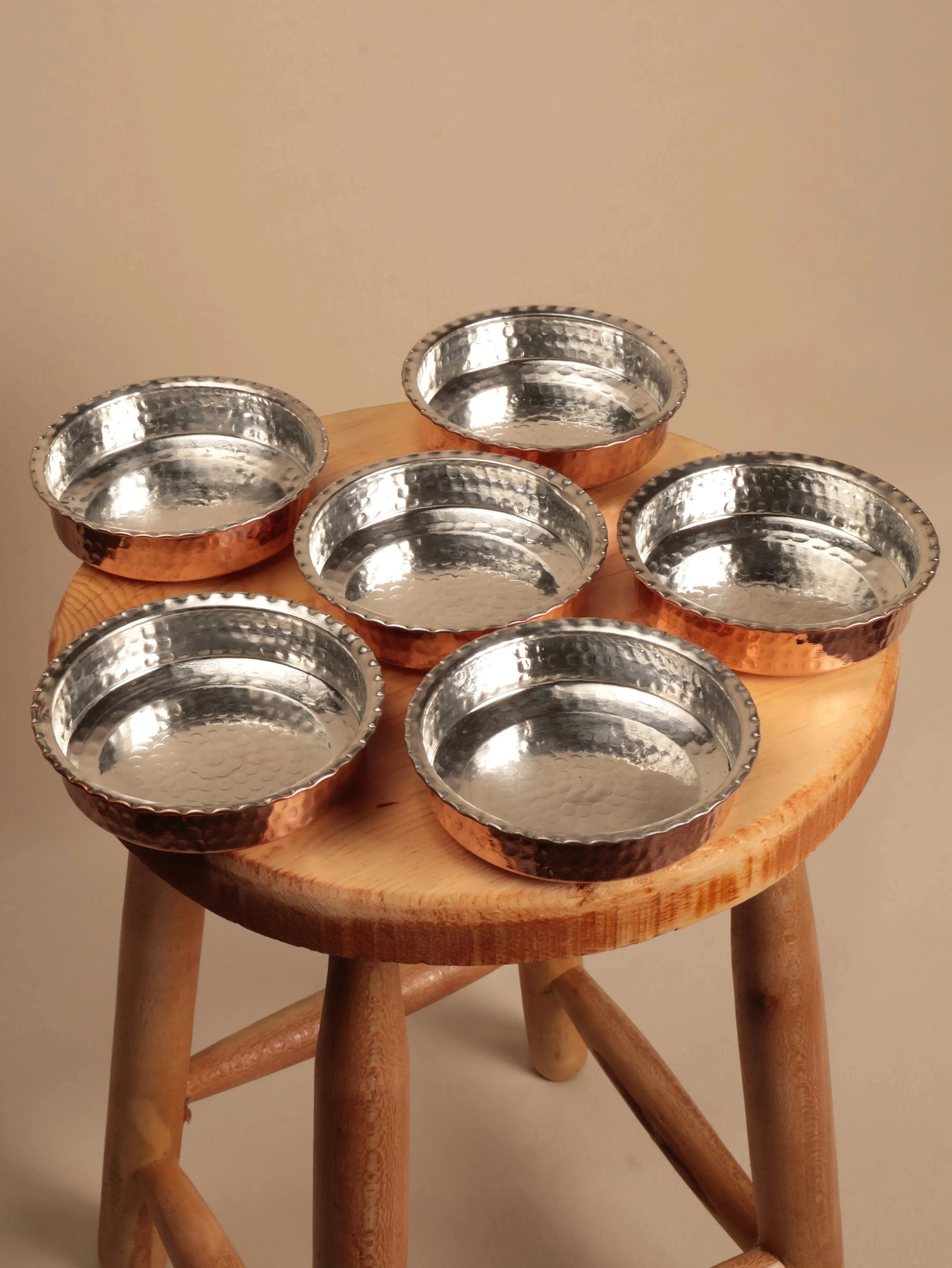 El Yapımı Bakır Çerezlik-Kahvaltılık 6'lı Set Heritage Copper